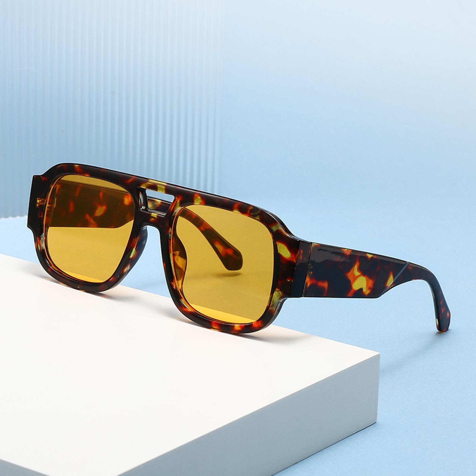 Gafas de sol con protección Uv400, marco grande, doble puente, patas anchas, para mujeres y hombres, para deportes al aire libre y conducción