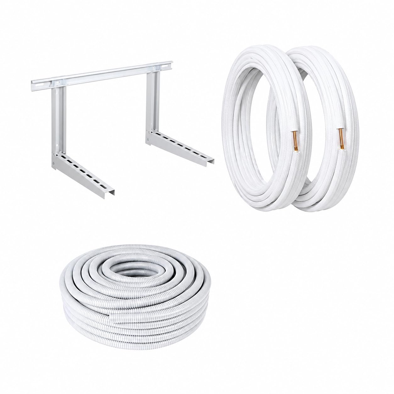 Kit installazione climatizzatore condizionatore 10 metri tubo rame 1/4 e 3/8 con staffa e tubo scarico condensa