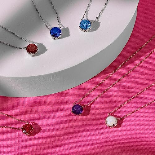 Nicole Miller 2Ct Round Opal Pendant Necklaces For Women 925 Sterling Silver 18 Inch Adjustable Chain With Lobster Claw 8 Mm Pendant Gemstone October Women's Birthstone Necklace Fine Jewelry #TOP5