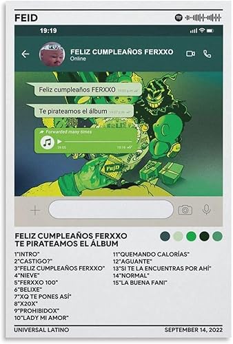 DAXXIN Feid - Póster de 3 lienzos con texto en inglés Feliz Cumpleaños Ferxxo, pintura decorativa para pared, sala de estar, dormitorio, regalo, sin