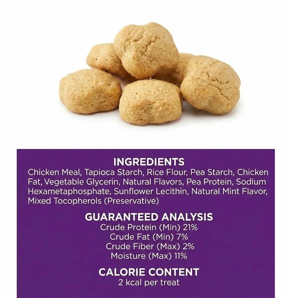 Cat Dental Treats Chicken Flavor 3 Pack - Crunchy Teeth Cleaning Treats for Cats with Breath Freshener - Grain Free Dental Cat Treats for Indoor Cats Plaque Tartar Control - Made in USA - 9oz (3x3oz) - image 2