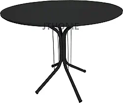 Mesa Jantar Redonda 80cm Mdf Base 4 Apoio Isa (Preto)