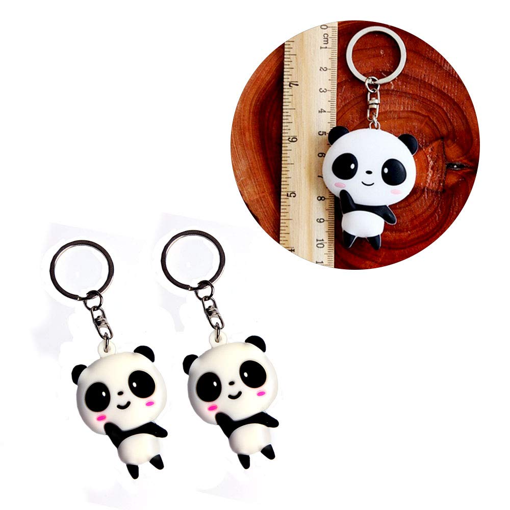 Wixine2Pcs Cute Cartoon Panda Keychain Keyring Pendant Silicone Key Ring Chain Gift