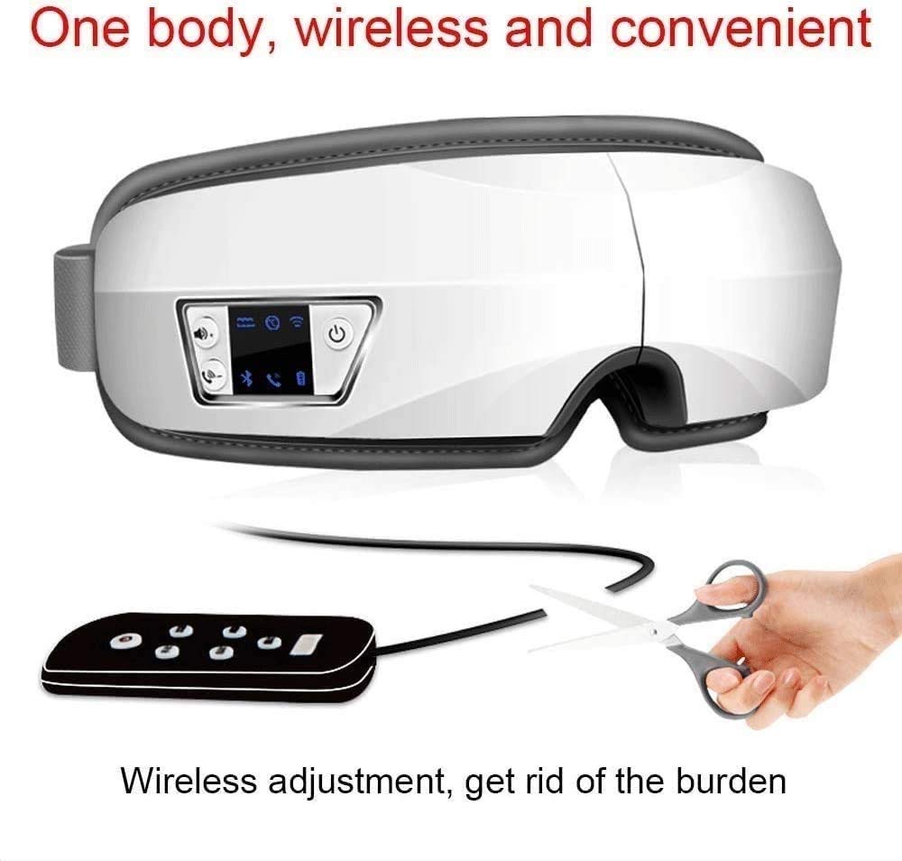 LIIAV Masajeador de ojos con compresión de calor, presión de aire, vibración, música Bluetooth, Masajeador de terapia ocular recargable para aliviar cepas de ojos con ojo seco Círculos oscuros, Masaje