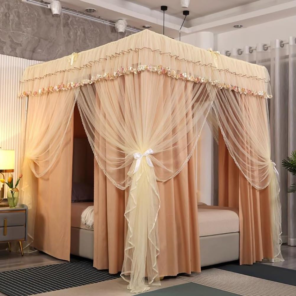 Fabric Bed Drapes Mesh Protection Canopy Shielding Netting,Bed Canopy Mosquito net for Single Double Bed, Bedroom Decorative Bed Curtains for Year-Round use, 100/135/150/180/200CM (Color : Y