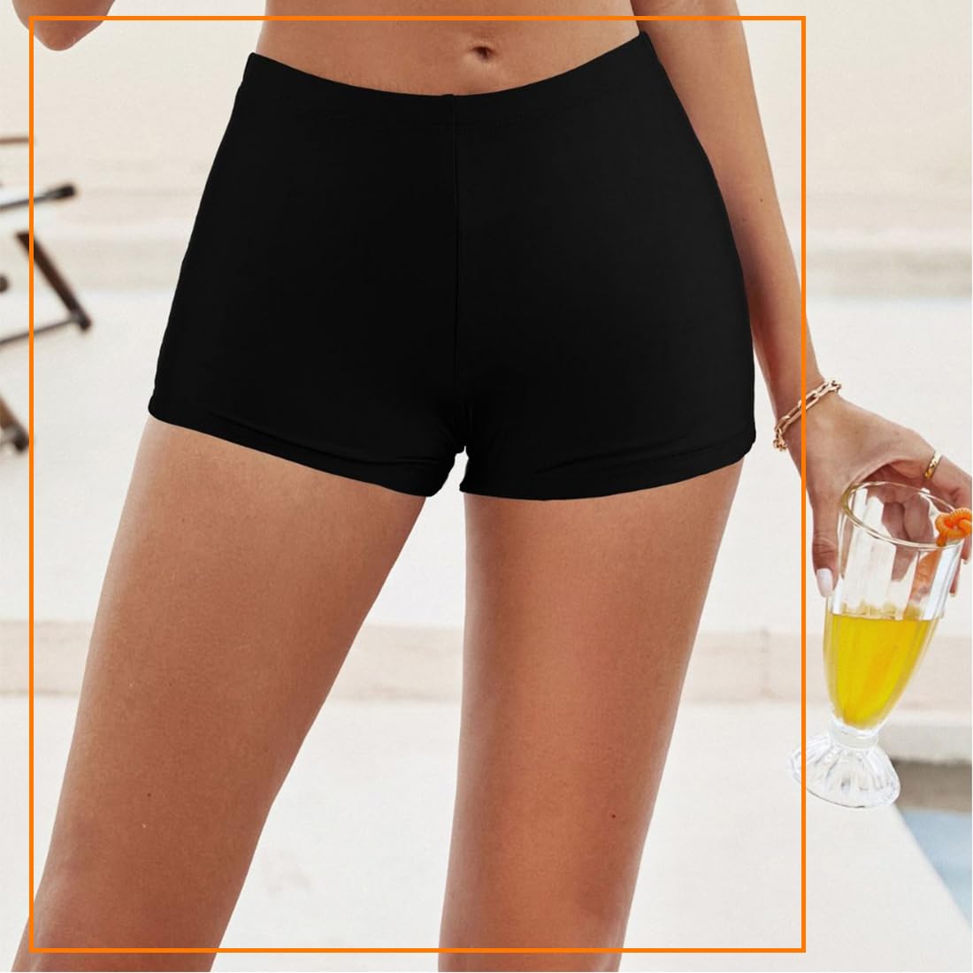 Pantalones Cortos de Natación para Mujer con Control del Vientre y Secado Rápido (Navy Blue)
