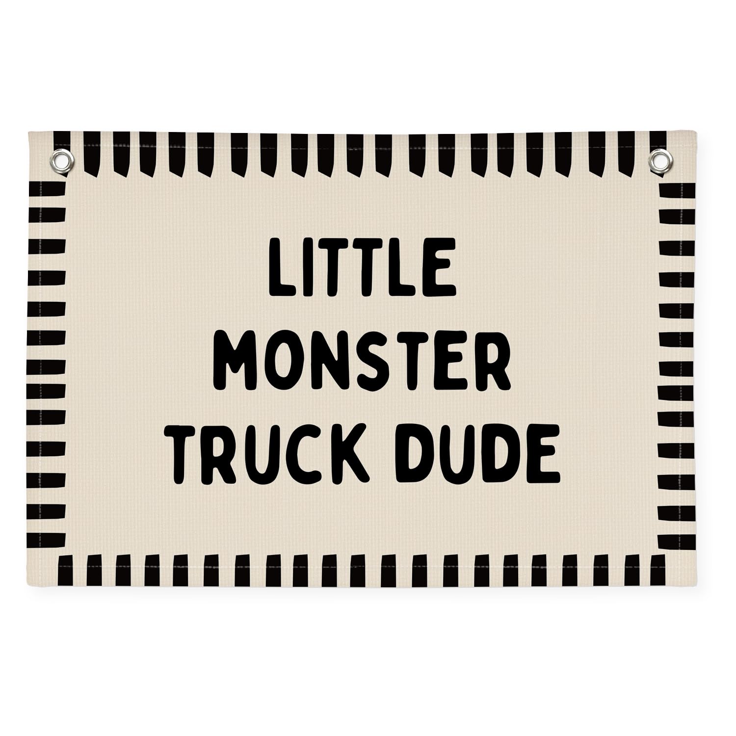 XYDEG Monster Truck Room Decor, Little Monster Truck Dude Canvas Banner Flag Wall Decor, Boy Nursery Wall Hanging Flag Decorations for Kids Boy Nursery Toddler Room Bedroom Playroom, 30x20 Inch