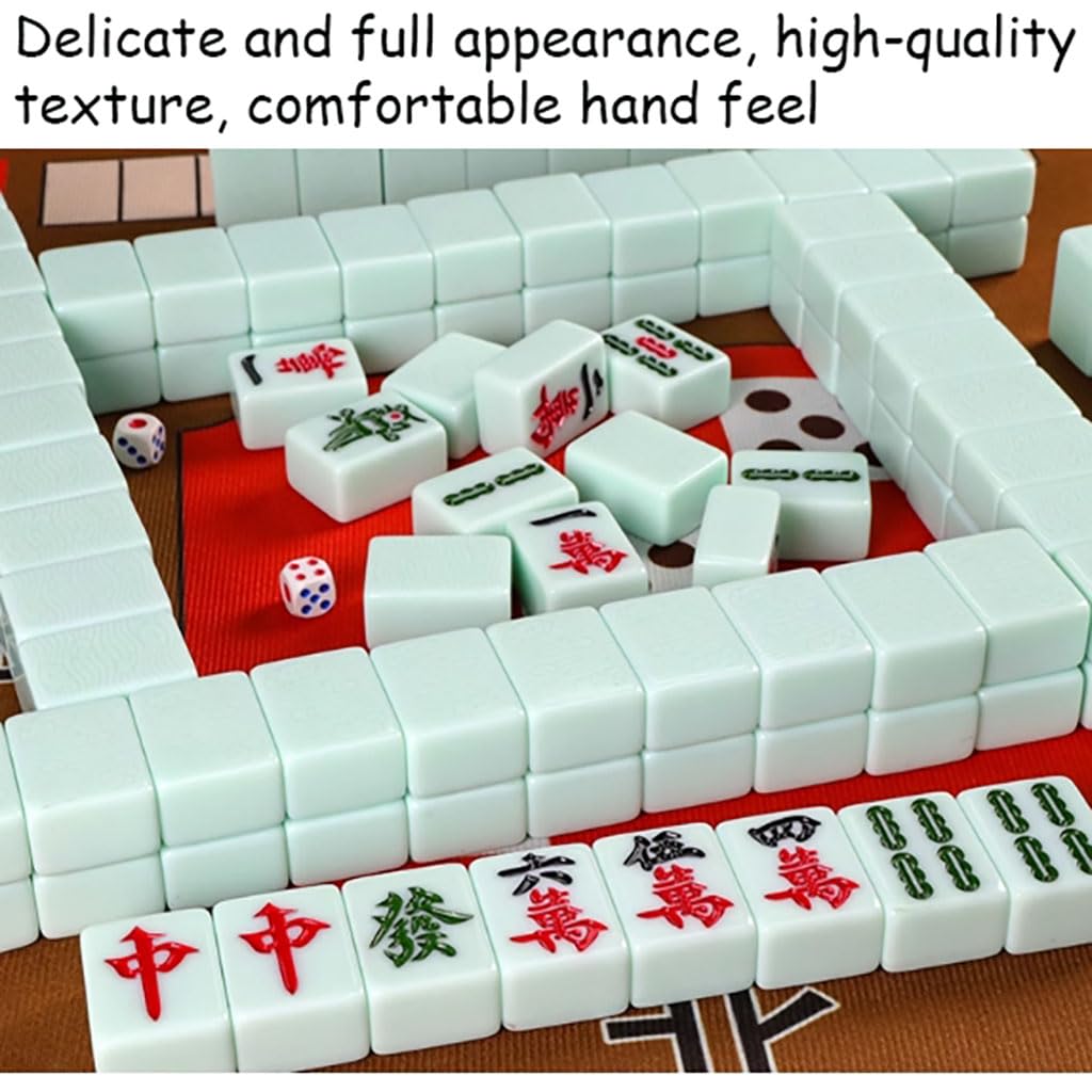 Mini różowe zestawy Mahjong, 144 płytki Mahjong z przenośną torebką podróżną, kości, obrus na stół, kompletny zestaw do gry Mahjong, do użytku domowego