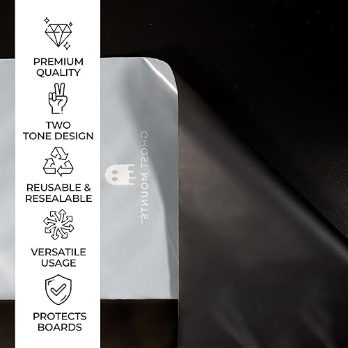 Miniatura 4 de Bolsas para patineta – Paquete de 10 fundas de cubierta para tablas de 9.25 pulgadas de ancho, diseño de dos tonos, reutilizables y resellables con