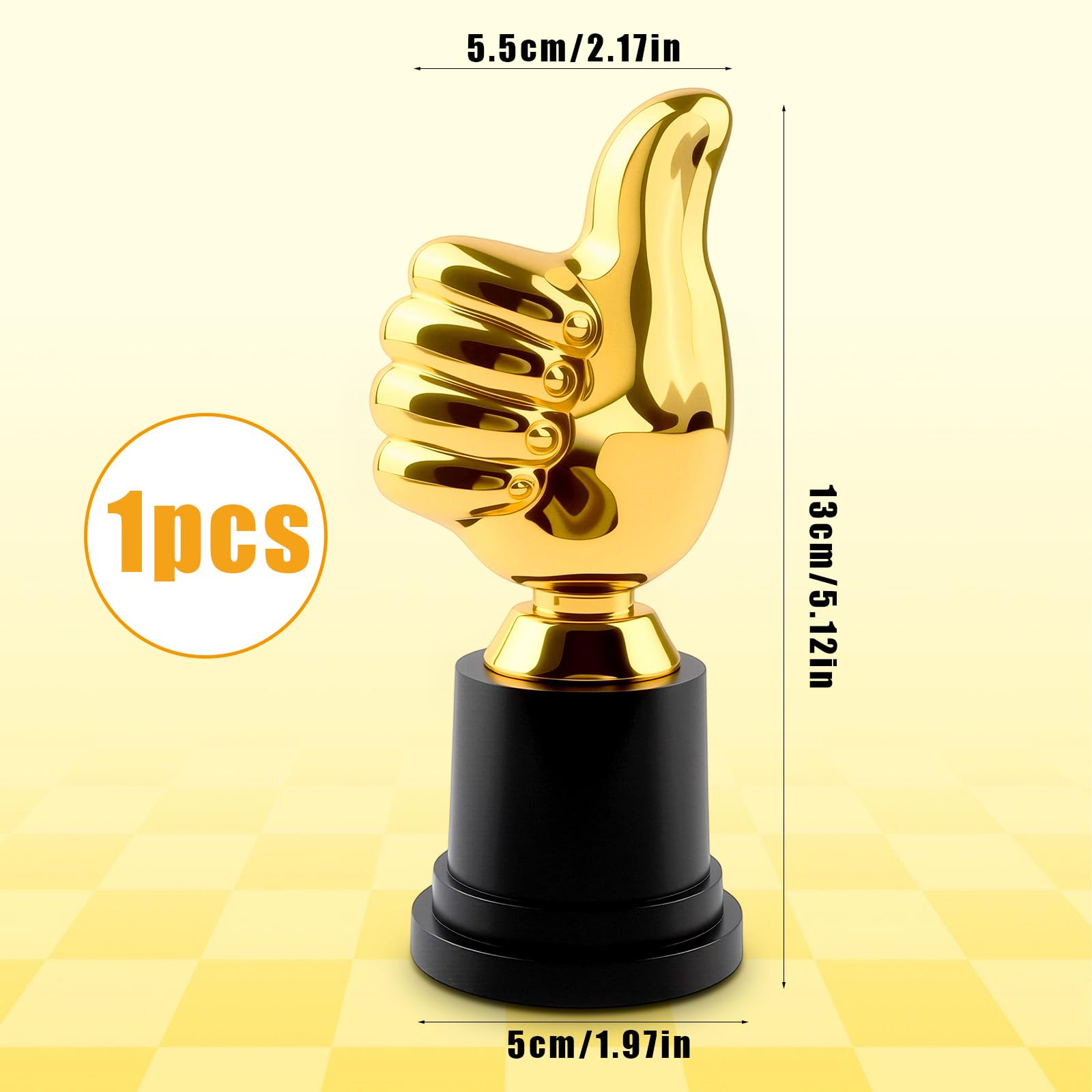 Copa dorada con pulgar alto, 1 trofeo de pulgar/1ª copa con pulgar de cristal para torneos deportivos, competiciones de talentos, regalos de fiesta, juegos, aulas, competiciones de fútbol