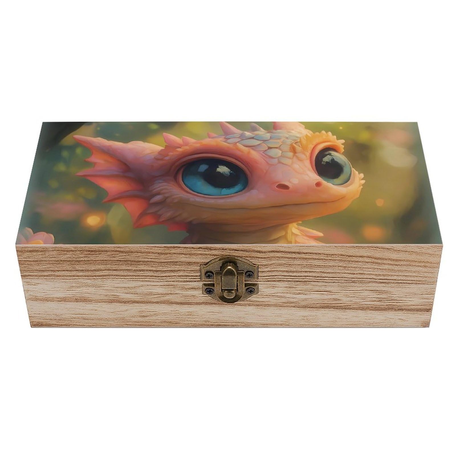 HLBSDM Cute Peach Dragon Retro Wooden Storage Box Jewelry Art Gift Boxs Decorative Keepsake Boxes