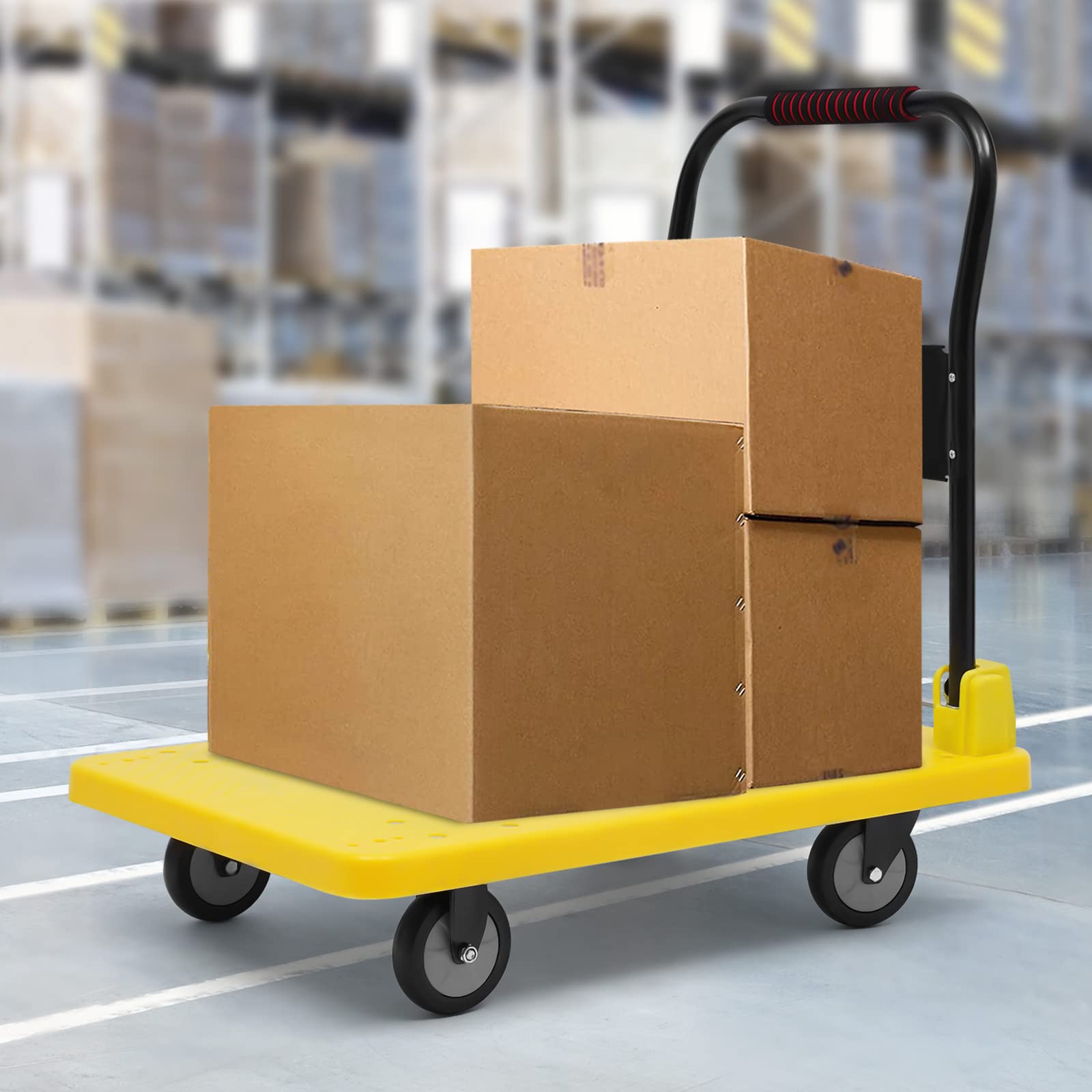 Transportwagen Klappbar Plattformwagen Sackkarre Bis 400 kg Tragkraft Gelb Lastenwagen Transporthilfe mit Lenkrollen
