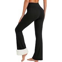 Women Sherpa Flare Fleece Lined High Waist Leggings,Winter Warm 4-Way Stretch Thermal Yoga Pants