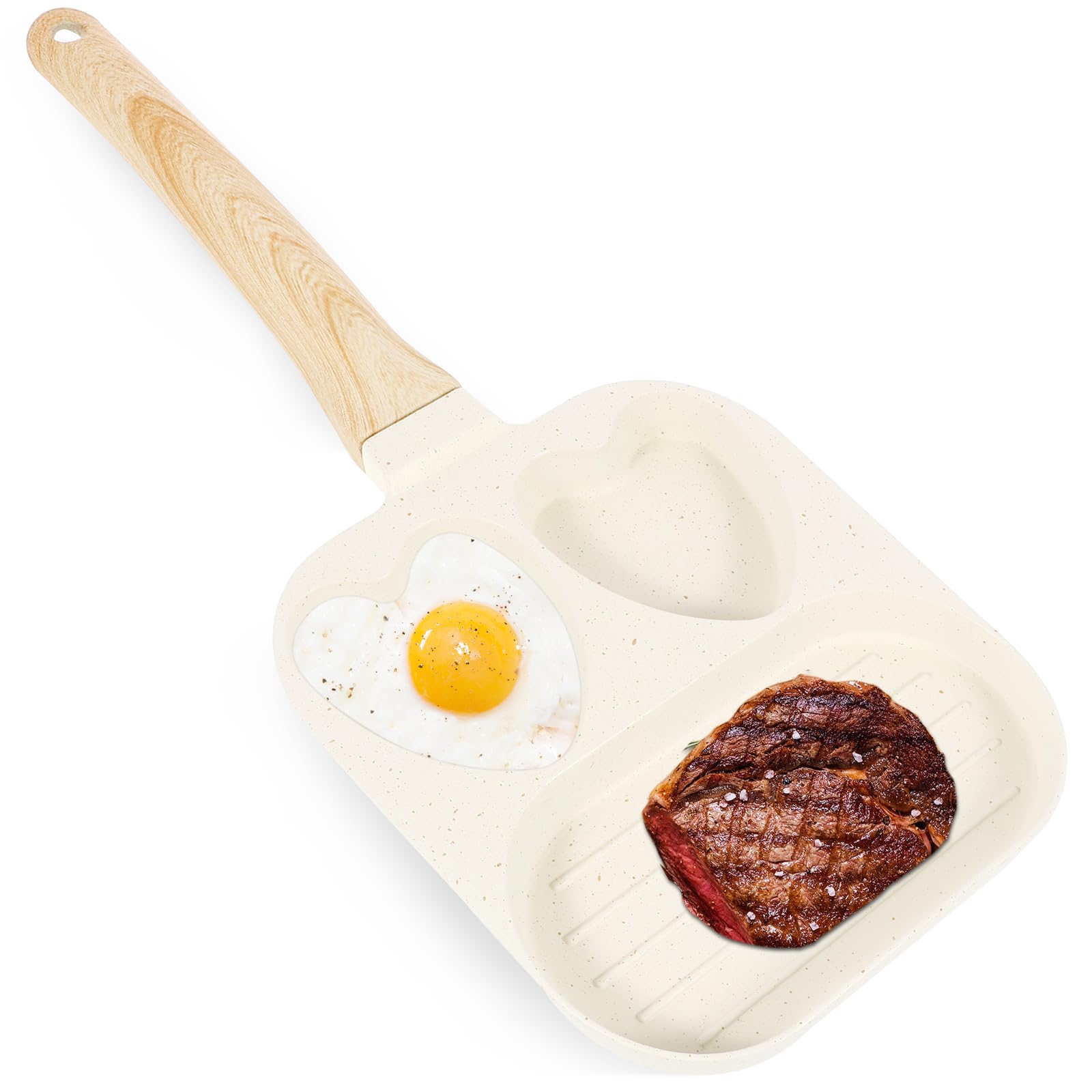 3 Cup Egg Frying Pan Breakfast Frying Pan Nonstick Divided Pan Easy to Install Fried Egg Pan Time