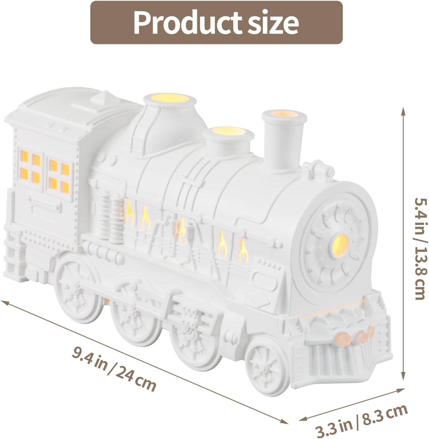 Humidifiers for Bedroom, Cool Quiet Steam Train Looking Mist Air Humidifier Diffuser for Home Baby Nursery & Plants and Auto Shut-off. (White)