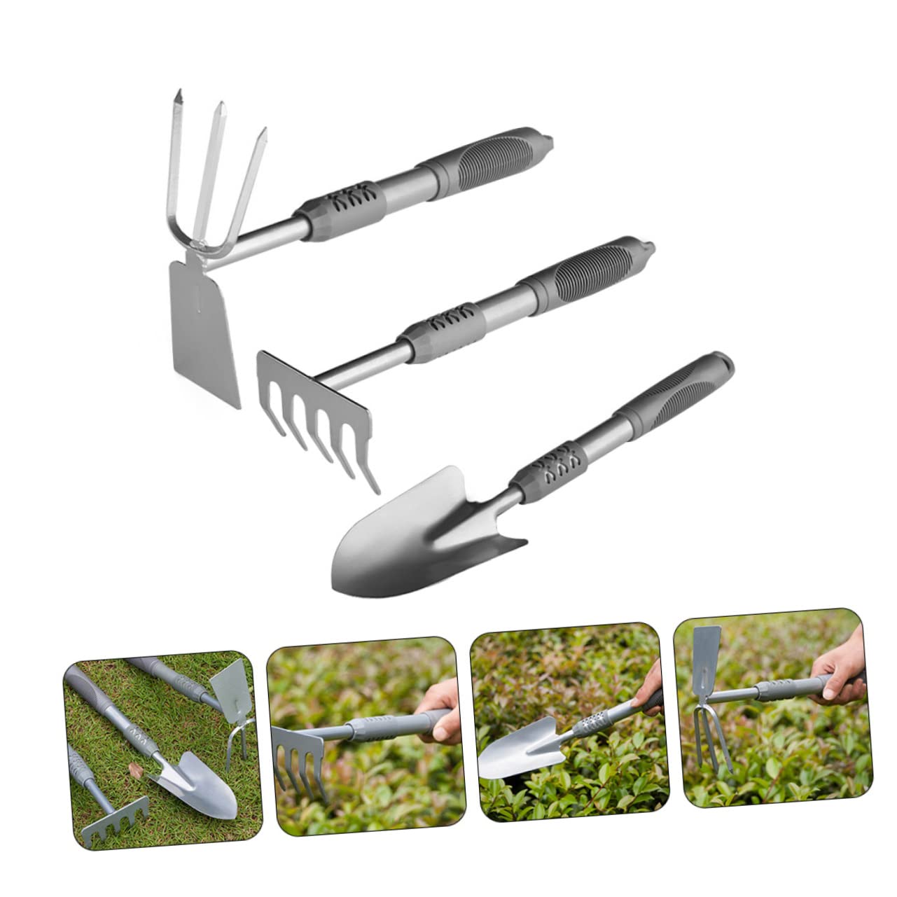 Kit D’Outils de Jardinage Intérieur, Pelle à Planter Les Plantes Succulentes 3 Pièces en Acier et PVC, Forte et Tranchante pour Désherbage et Transplantation