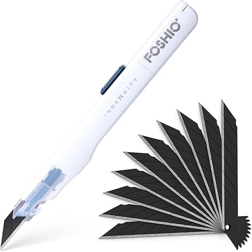 FOSHIO Cuchillo de manualidades para arte, manualidades, fabricación de modelos, cuchillo utilitario retráctil con bloqueo automático con 10