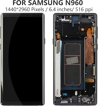 OLED for Samsung Galaxy Note 9 Screen Replacement LCD Display Touch Screen for N960 SM-N960F, SM-N9600, SM-N960F, SM-N960U Digitizer Assembly Replacement Repair Parts (Black with Frame, Small Size)