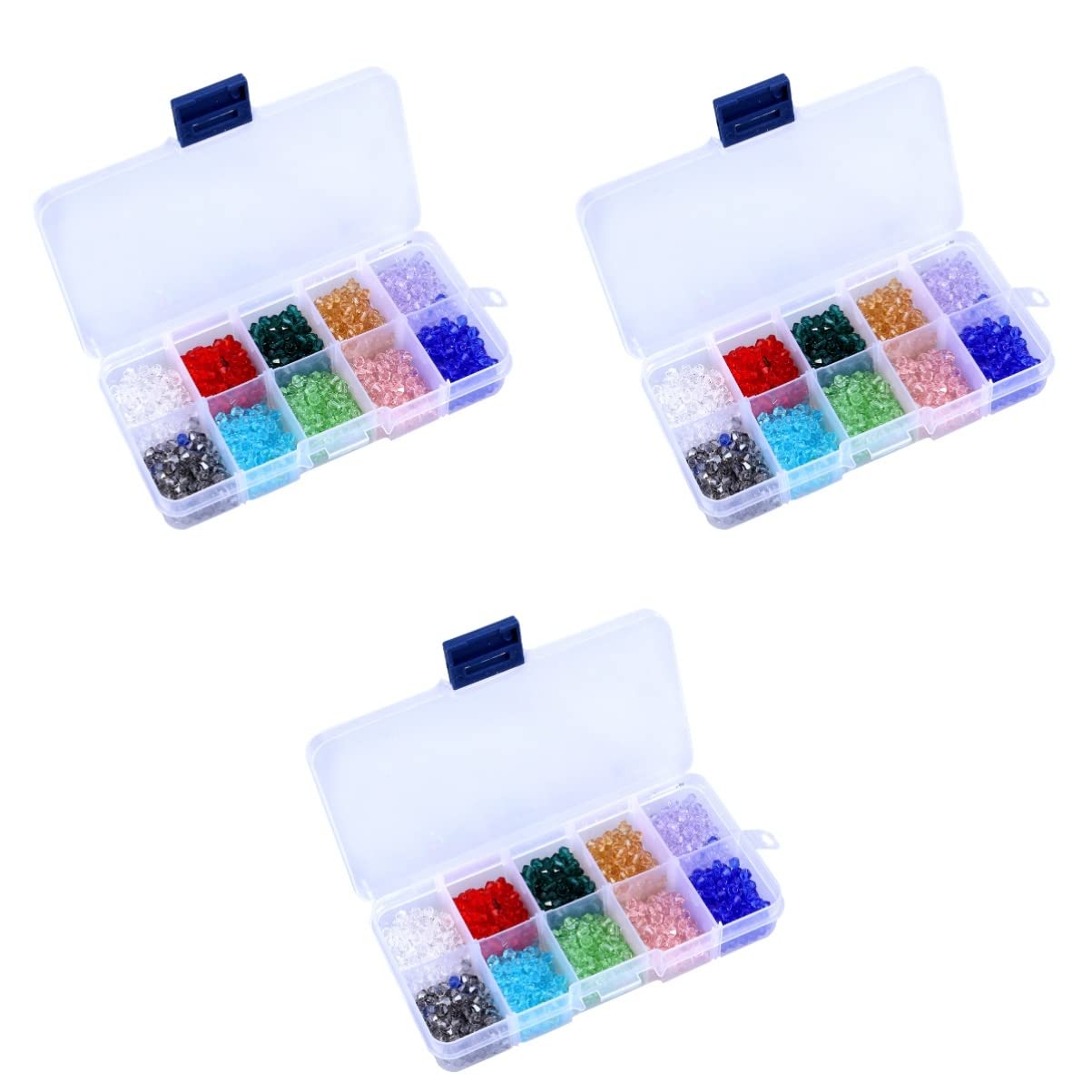 NUOBESTY 3000stücke Kristall-rhombus-perlen Farben Glasperlen Für Schmuckherstellung Für Armbänder Halsketten Und Bastelaccessoires Praktischer Aufbewahrungsbox