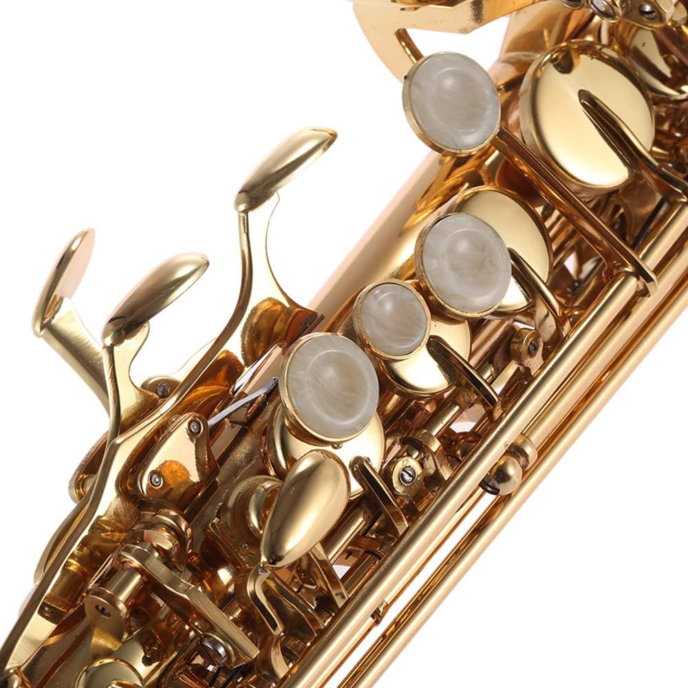 Sassofono soprano dritto in ottone Sib Tuning con guscio chiave intagli custodia rigida guanti kit di pulizia cinghie strumento a fiato