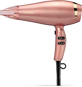 BaByliss Titanium Shine Hair Dryer With Diffuser - NEW 2025, Powerful And Compact, Ergonomic Dryer, Anti-Frizz Ionic Conditioning, 3 Heat Levels And 3 Speed, Silver, D6200DE
