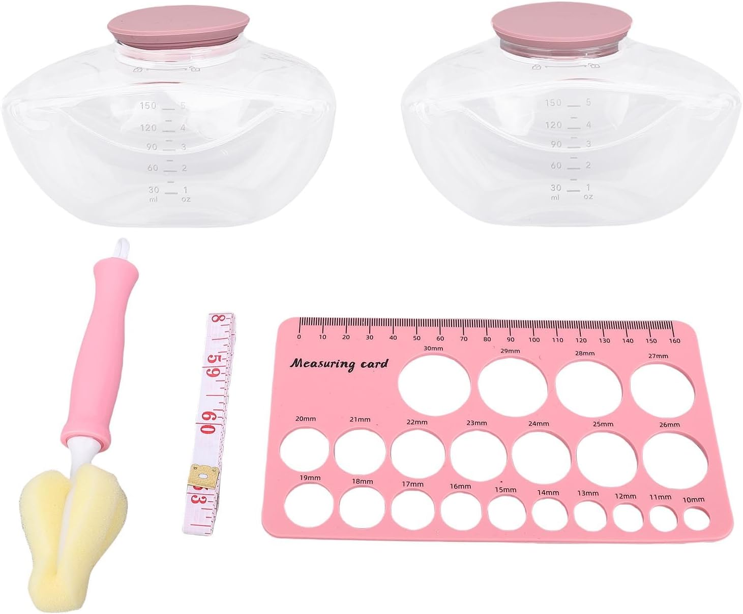 Breastpump Accessories Replacement, 150ml Milk Storage Bottles with Silicone Nipple Ruler, Leak Proof Design