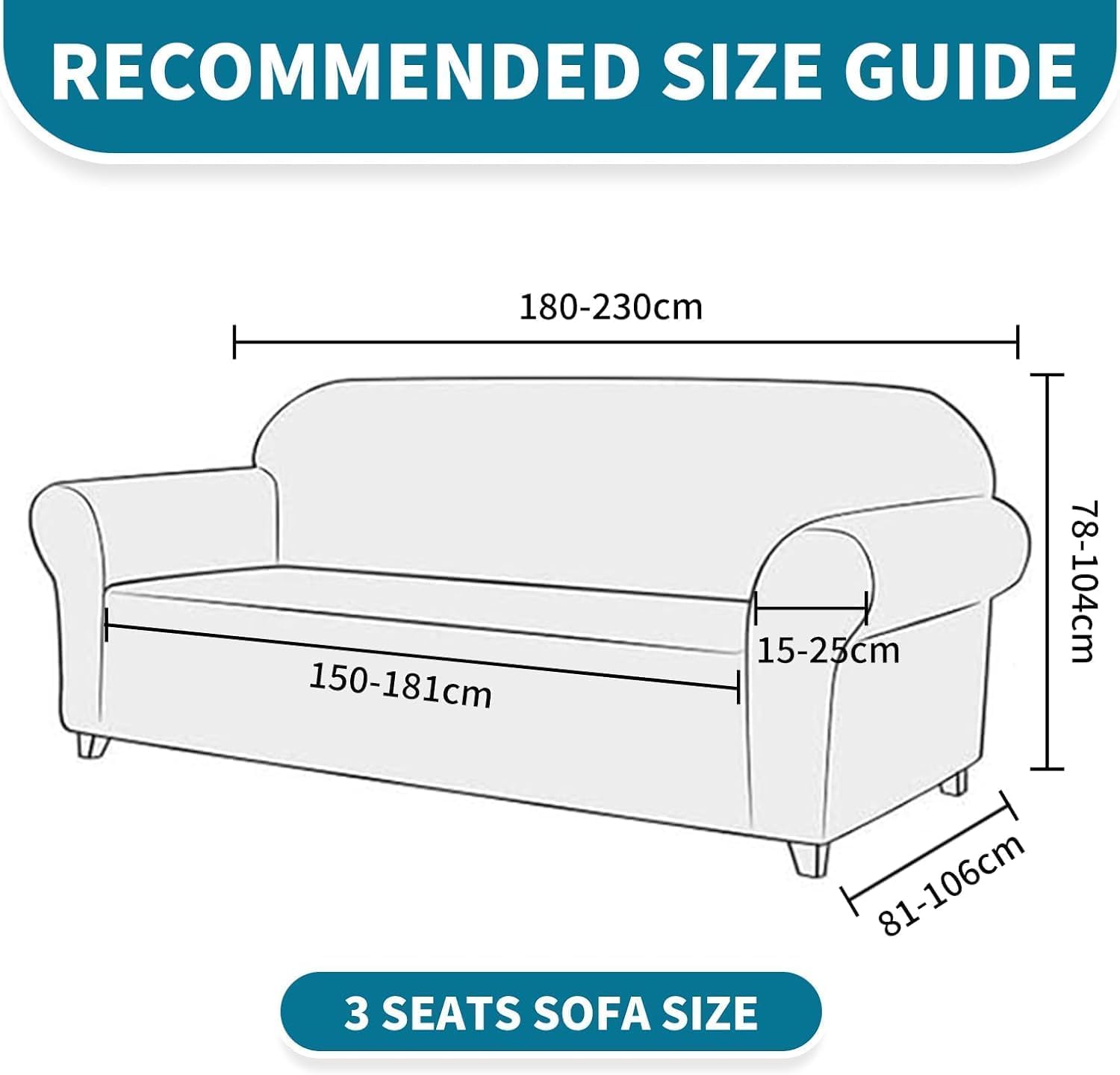 YSTELLAA Stretch Sofa Überzug 3 Sitzer, Sofaschoner rutschfest Mit Armlehne, Universal Jacquard Sofabezug, Dicke Sofabezug Für Hunde Katzen Und Haustiere, Waschbare Sofa Cover, CremeWeiß
