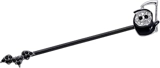 Body Candy Womens 14G Black PVD Steel Helix Cartilage Black Bat Grim Reaper Industrial Barbell 1 1/2"
