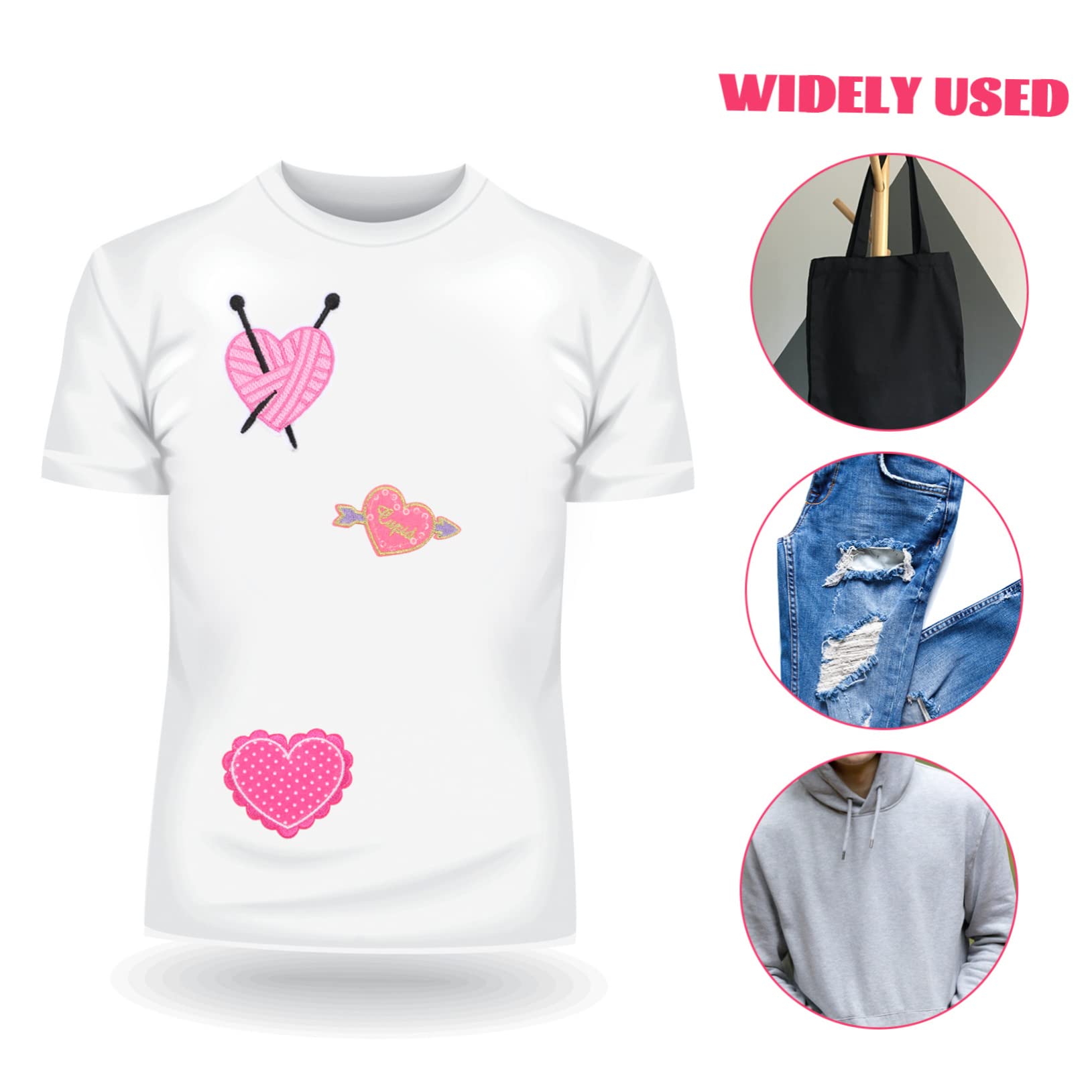 Uonlytech 4 Set Toppe Termoadesive Cuore Ricamate Per Riparazione Abbigliamento Patch Versatili Per Decorare Jeans Borse E Articoli Fai Da Te 20 Pezzi * 4