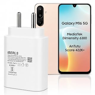 IBERLS 25W Pd 3A Type-C Super Fast Adapter Compatible with Samsung M16/M17/M17e/M06/M36/M07/M56/M55s/ M05/M15/M35/M55/Tablet/Galaxy Watch- Charge Your Device with 25 Watt USB C Fast Charger- White