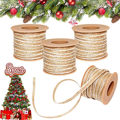3 Stück Elegant Juteband, Retro Sackleinen Band, Juteband Bastelband, Vintage Sackleinenband, Vintage Geschenkband, Natürliche Geschenkband Vintage, für Handwerk Sammelalben Geschenkverpackung Cover