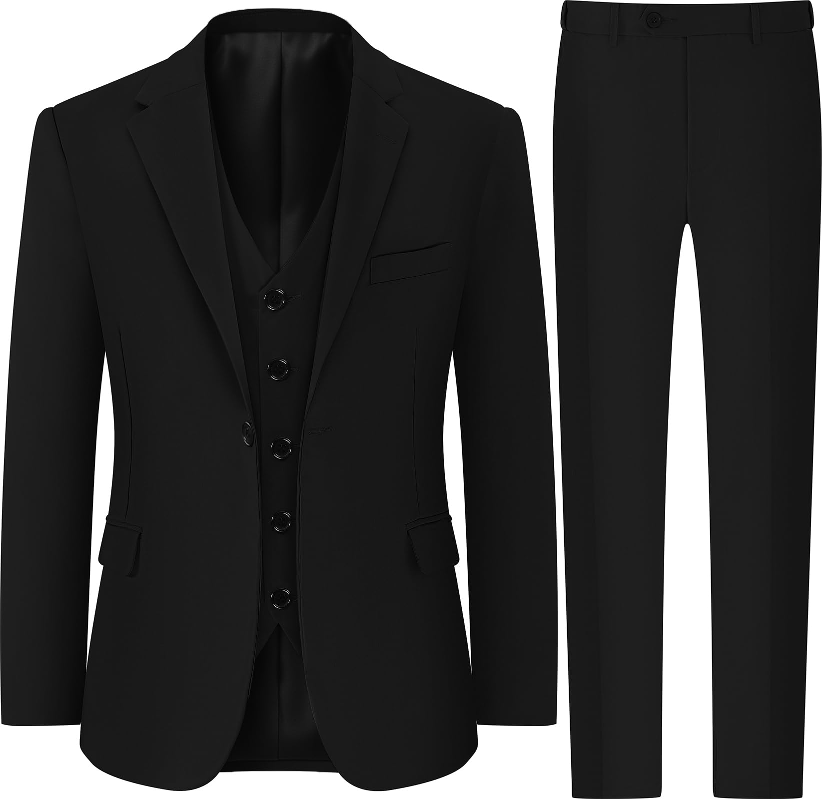 mintgreen Costume Homme Mariage 3 Pieces Costume Business Slim fit à Un Bouton, Couleur Unie, Ensemble Blazer & Gilet & Pantalon