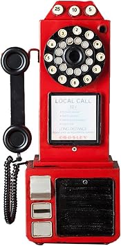 Meiiron 9.8"x6.3"x19.7" Antique Vintage Rotary Dial Office Phone Desktop Ornament, Decorative Telephones Model Red Wall Decor, Home Decorative Gift