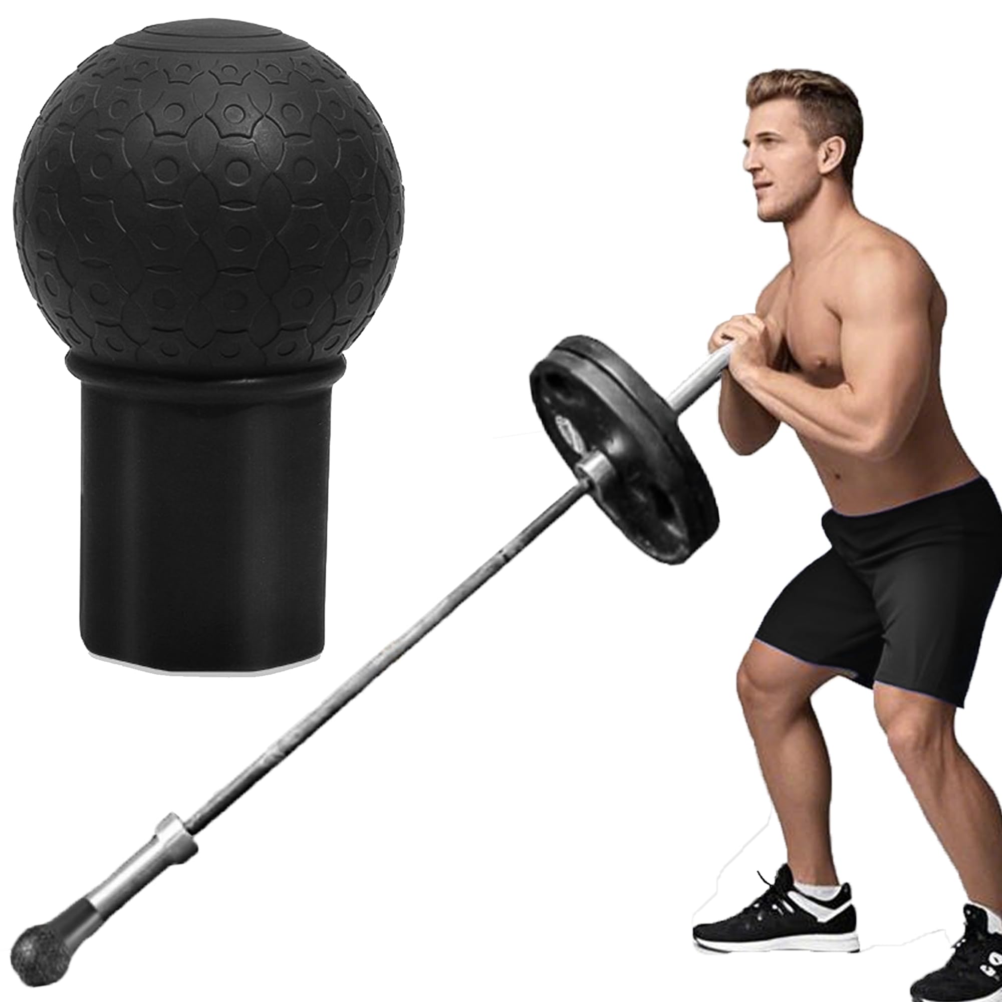 Embout Landmine Pour Barre Olympique 2" (5,1 Cm) - Rotation 360°, En Caoutchouc Antidérapant - Pour Presse, Row, Squat Et Deadlift - 9