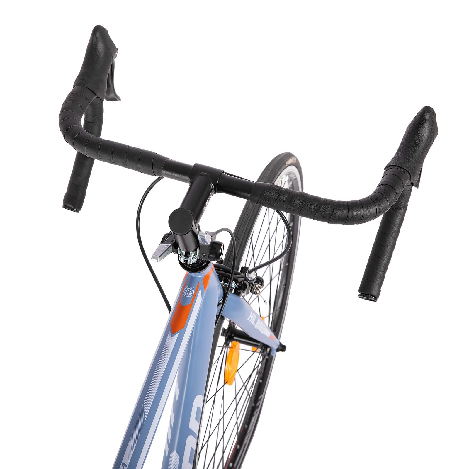 Hiland Bicicleta de Carretera 700C con Cambio 14 Velocidades, Azul/Negro/Plateado, Talla S/M/L, Bicicleta de Carreras 28 Pulgadas para Hombre y Mujer con Marco de Acero y Freno de Caliper