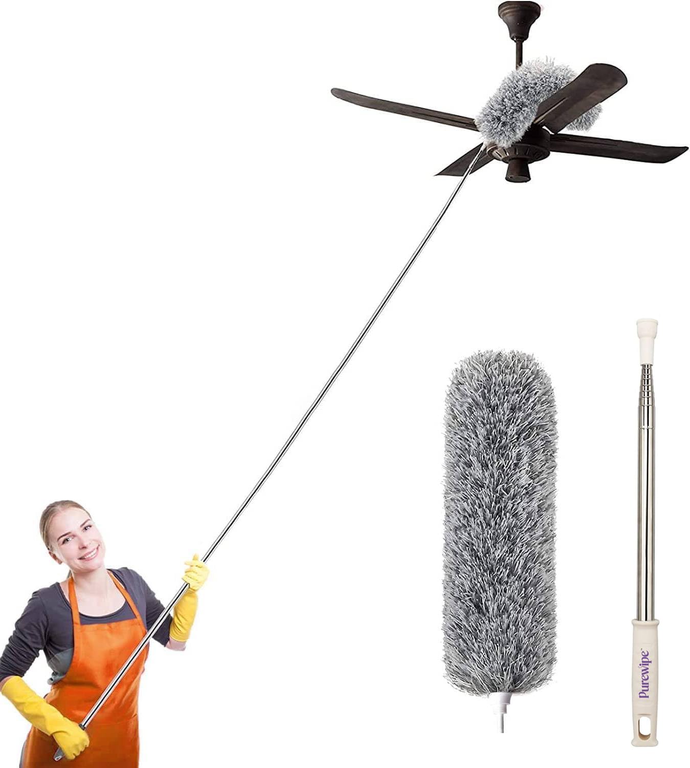 Purewipe Microfiber Feather Duster - 100" Extendable Pole, Washable & Bendable Multipurpose Dusters for High Ceilings, Ceiling Fans, Window Blinds, Furniture (B0DDWWMBRY) Amazon Price History, Amazon Price Tracker