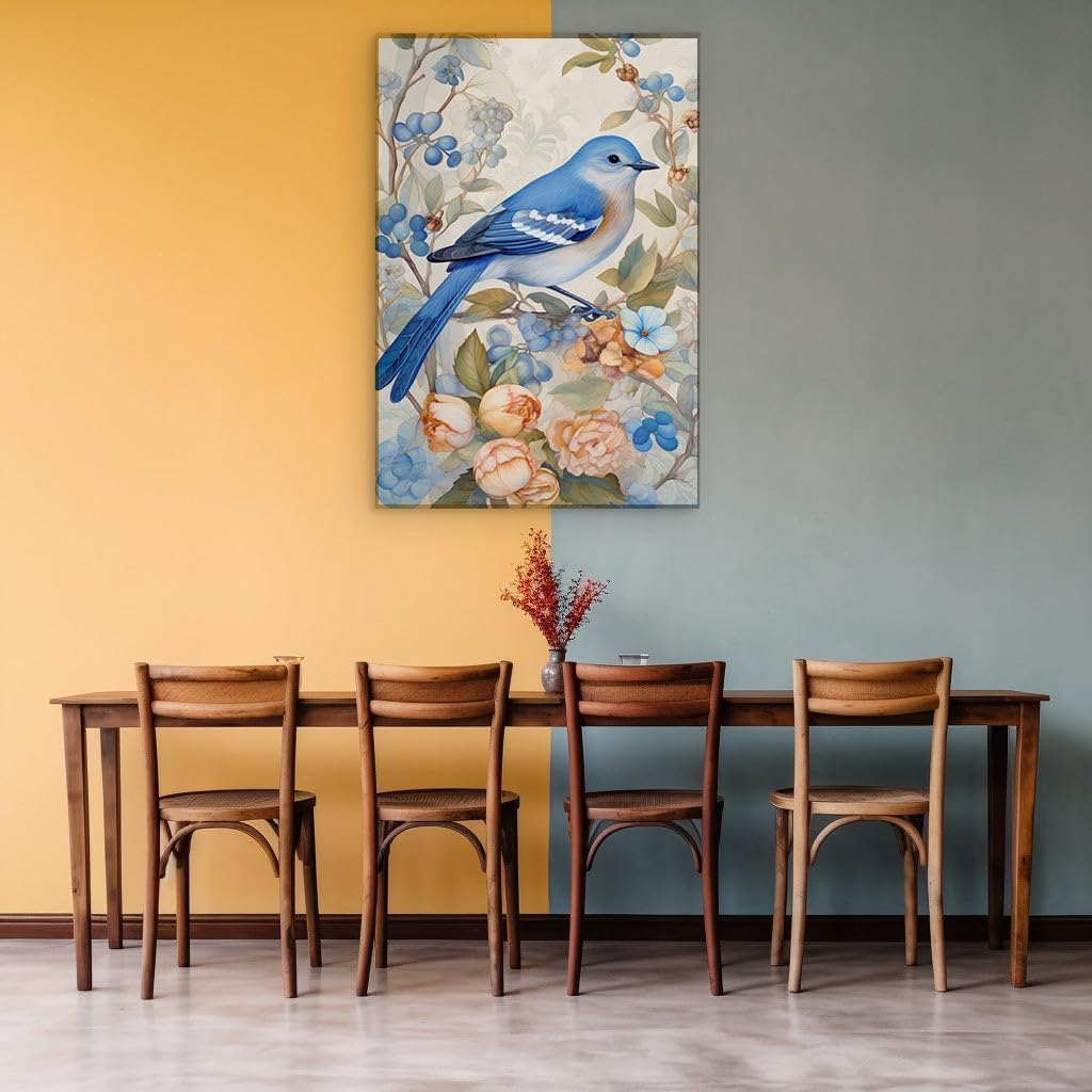Canvas for Living room. Whisper of Nature � Embracing Serenity in a Portrayal of Blue and Brown Splendor, 27 x 18 inch Canvas Wall Art - Contemporary Masterpieces - Modern Home Decor