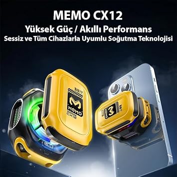 Memo CX12 Pro 2000Mah Bataryalı i Manyetik Cep Telefon Soğutma, SARI