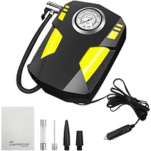 Ohleats Tire Inflator Air Compressor, 12V Car Tire Pump with Pointer Pressure Gauge, Portable Shut Off with LED Light for Car Tires, Bicycles & Other Inflatables, Car Accessories