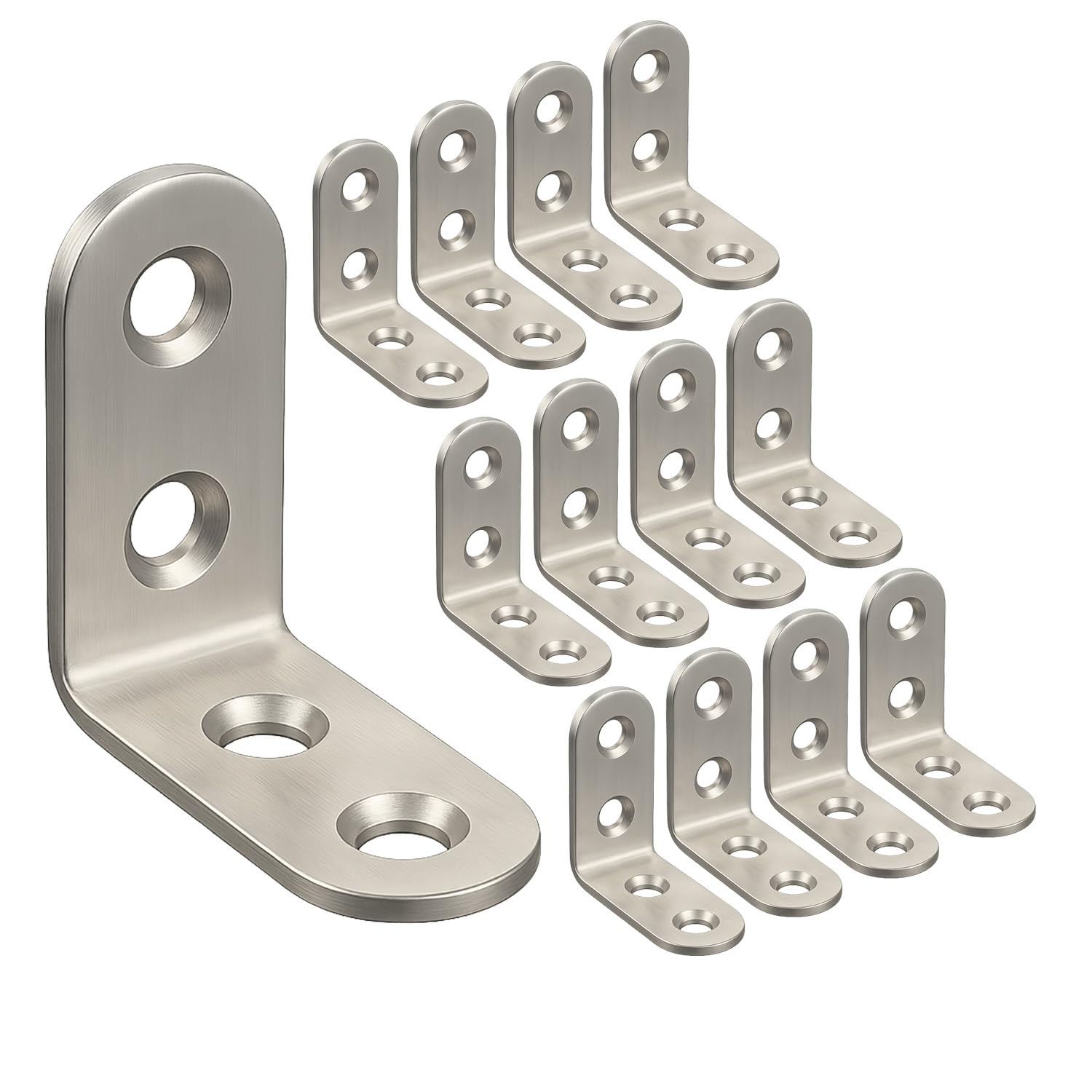Omideas Silver 15 X Angle Brackets (40 X 40 X 16) 90 Degree L Shaped Corner Brace Bracket For Wood Fixing Joining Repairing Furniture Shelves Stainless Steel Support Connector With Screws