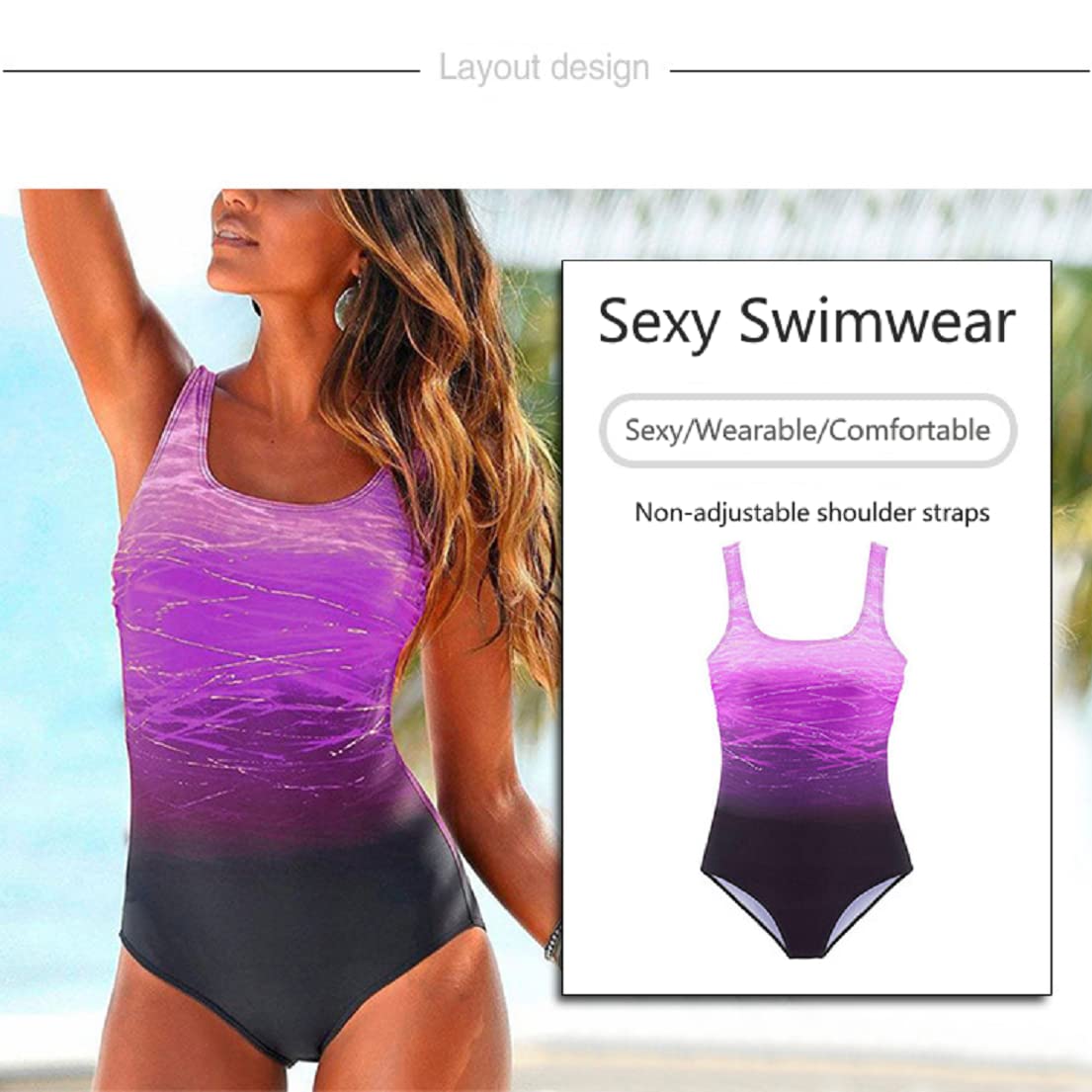 Damski kostium kąpielowy, sportowy, wyszczuplający brzuch, jednoczęściowy kostium kąpielowy, seksowny, push up, kostium kąpielowy, monokini, moda plażowa, na lato