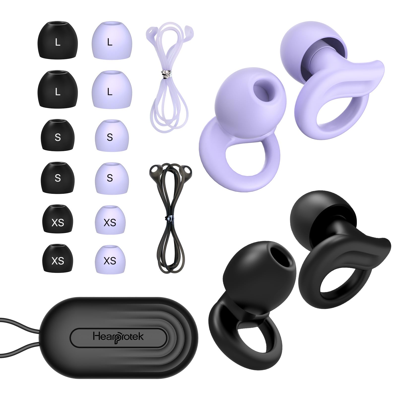 Hearprotek Ear Plugs for Sleeping, 2 Pairs Ear Plugs for Sleep Noise Reduction Ear Protection-Reusable Soft Hearing Protection earplugs for Ear Tinnitus Relief, Snoring,Misophonia,Work,Studying,Travel