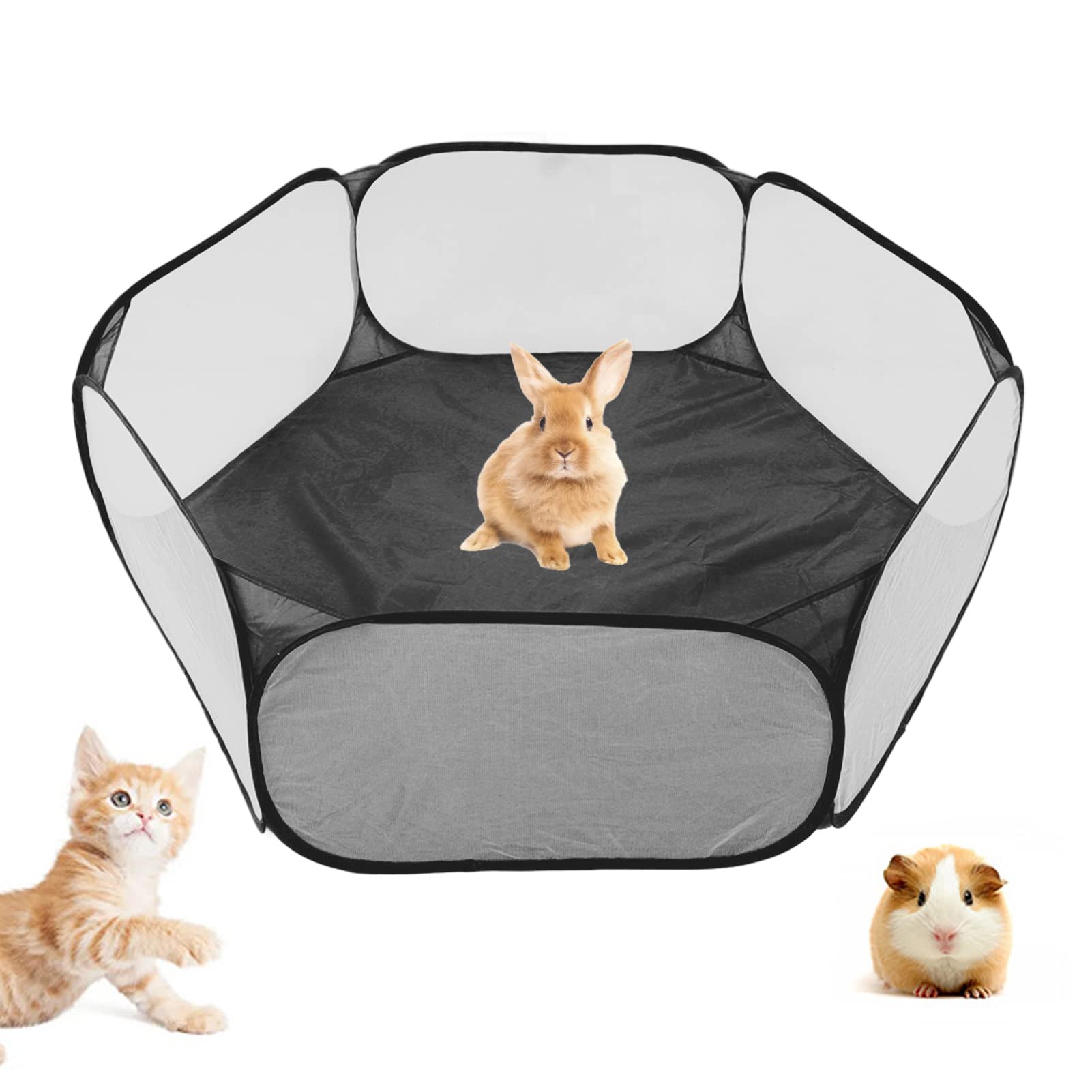 Feilei pet playpen Small Interactive Tent for Pets That Breathes Black