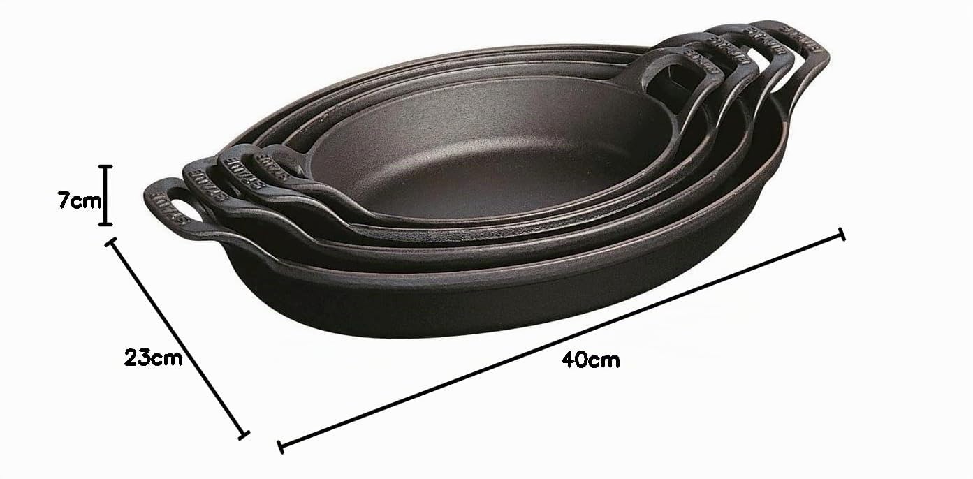 STAUB Sur la Table Minis Pirofila Ovale, Ghisa, Nero, 32 cm