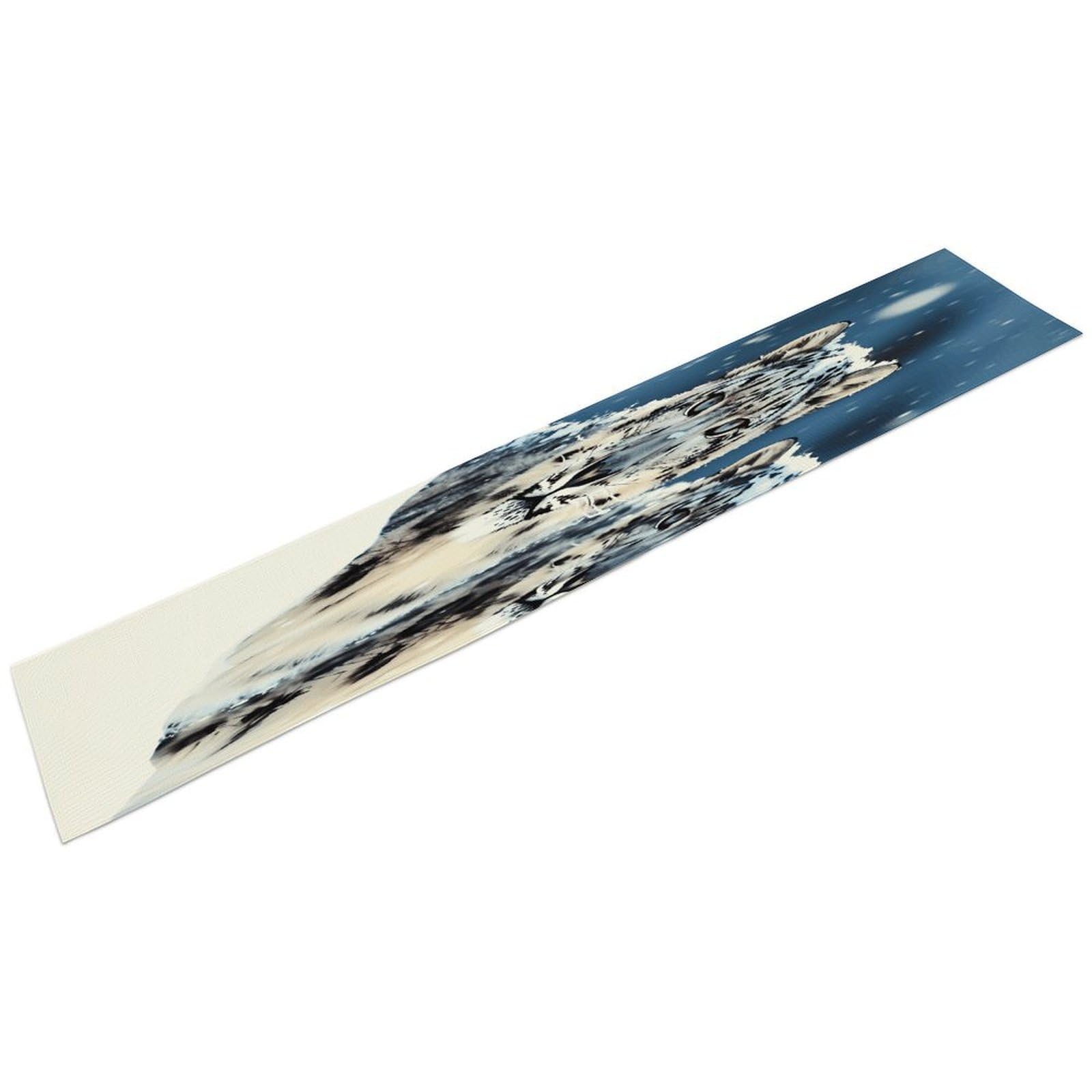 Blue Eyed Snow Leopard Table Runner 13" X 72" Exquisite Linen Table Runner Wrinkle Resistant Farmhouse Rustic Table Runners Seasonal Table Decoration for Kitchen Dining Home Party