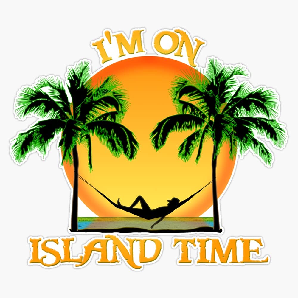 Island Time Vinyl Sticker Waterproof Bumper Sticker Laptop Window Decal 5"