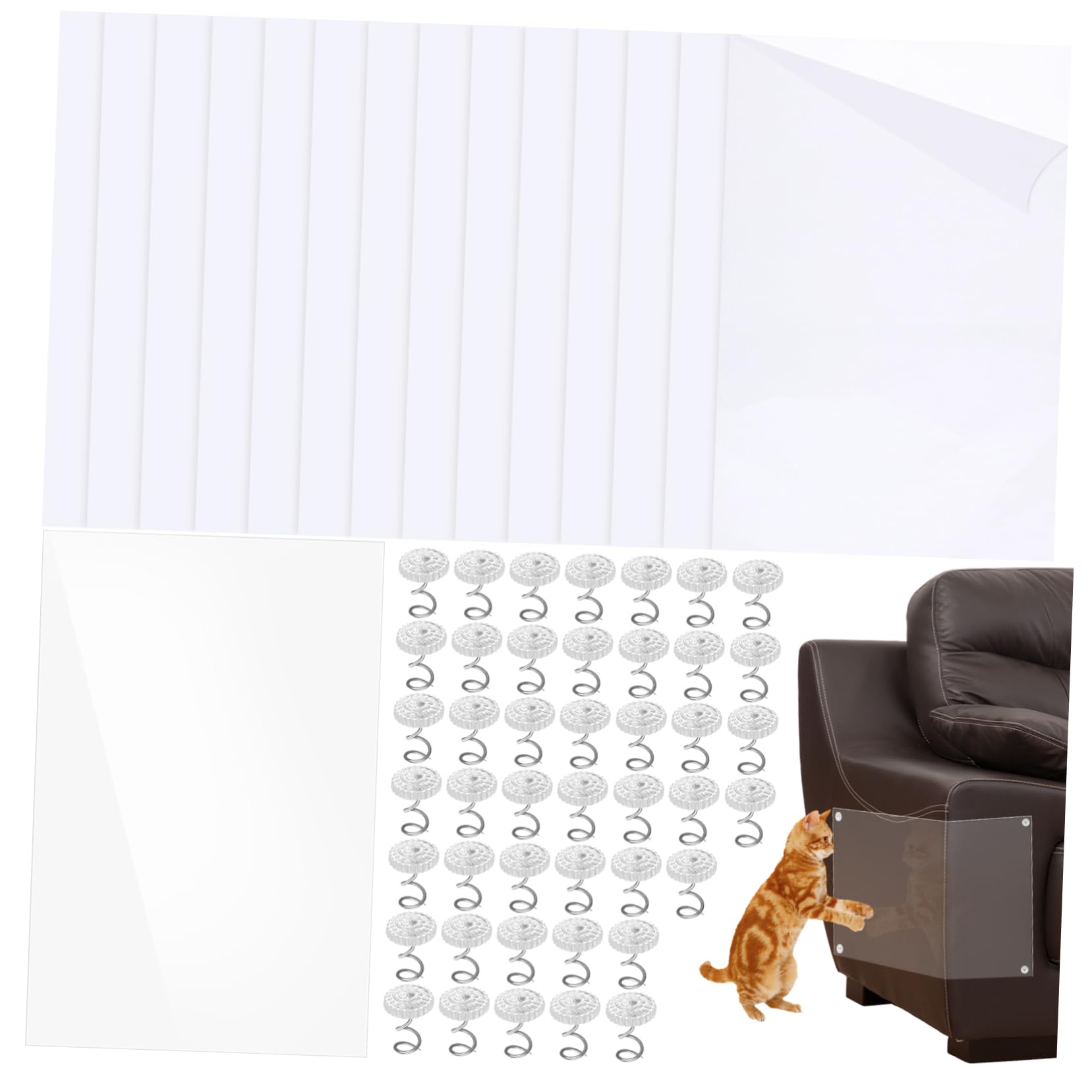 15piezas Pegatina Antiarañazos Transparente para Sofá Protector De Muebles para Gatos Protectores con Alfileres Disuasorio De Arañazos para Muebles De Sala De Estar