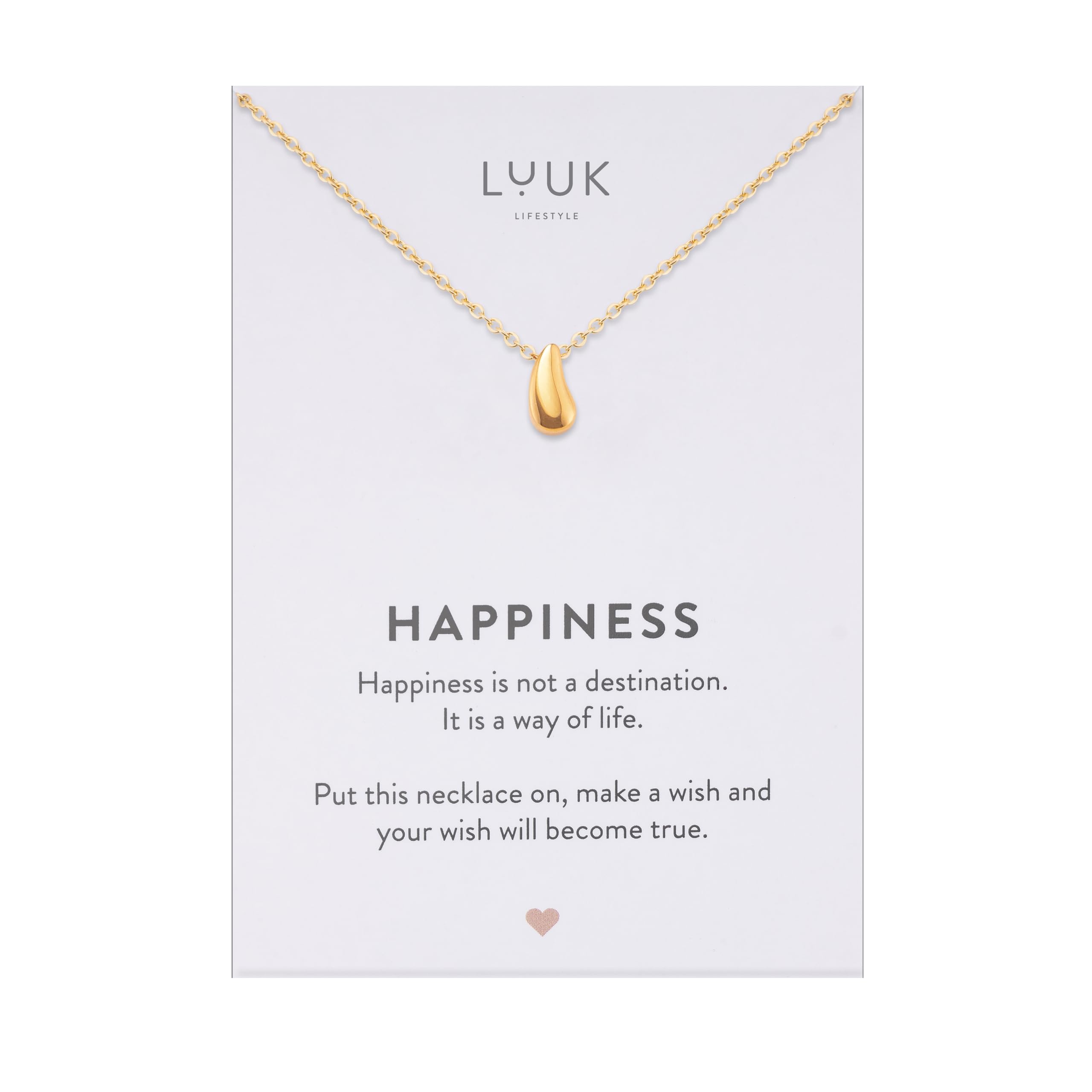 LUUK LIFESTYLE Collane femminili in acciaio inossidabile con fini ciondoli portafortuna, dedica HAPPINESS, regalo, argento, oro, oro rosa