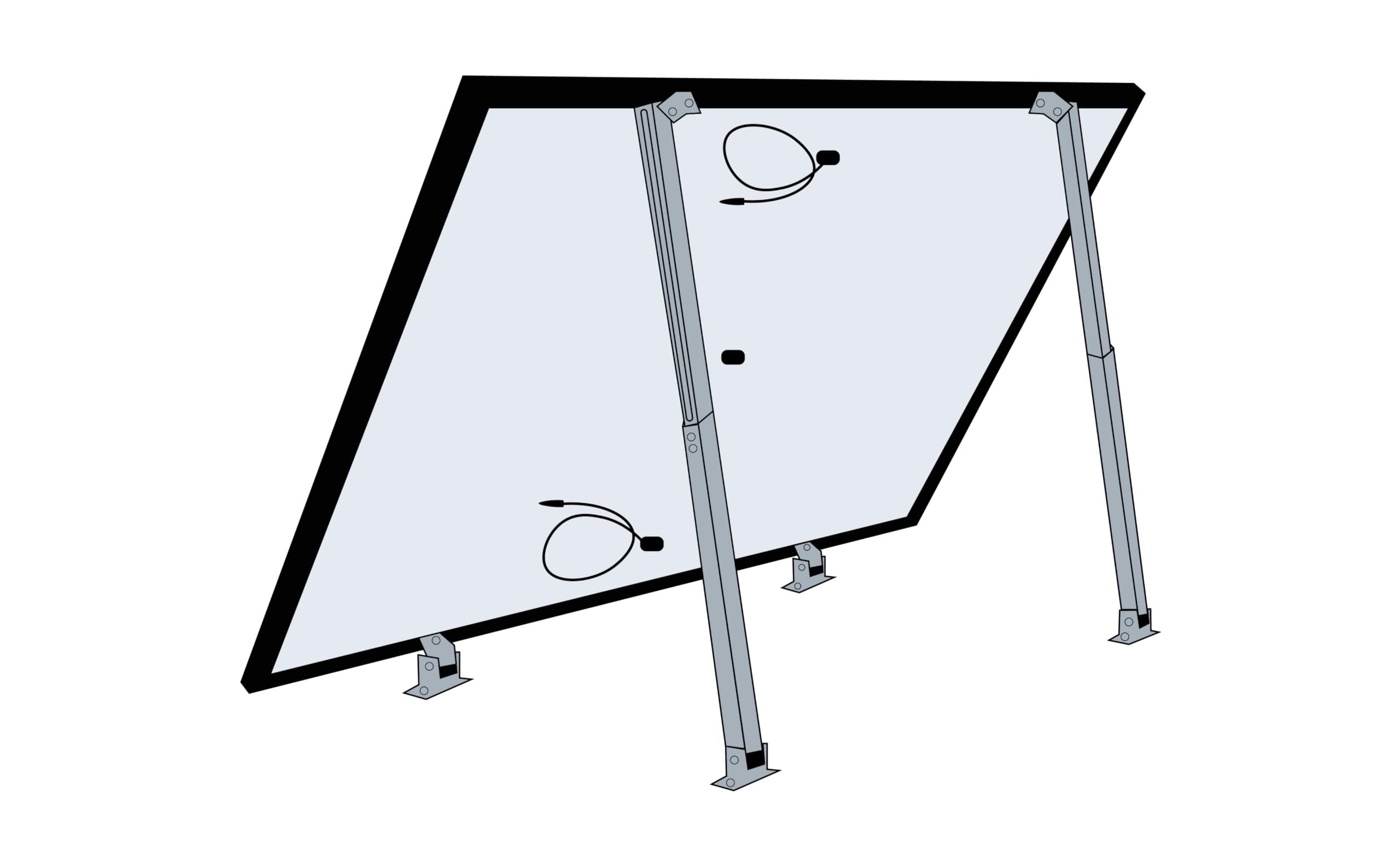 Solarmodul Halterung für Balkonkraftwerk Silber (30-60°) 2 Panele, Aufständerung für Solarpanel, Verstellbare Solar Halterung, Aluminiumrahmen für Photovoltaikanlagen, Wetterfest und Robust, 19% Mwst