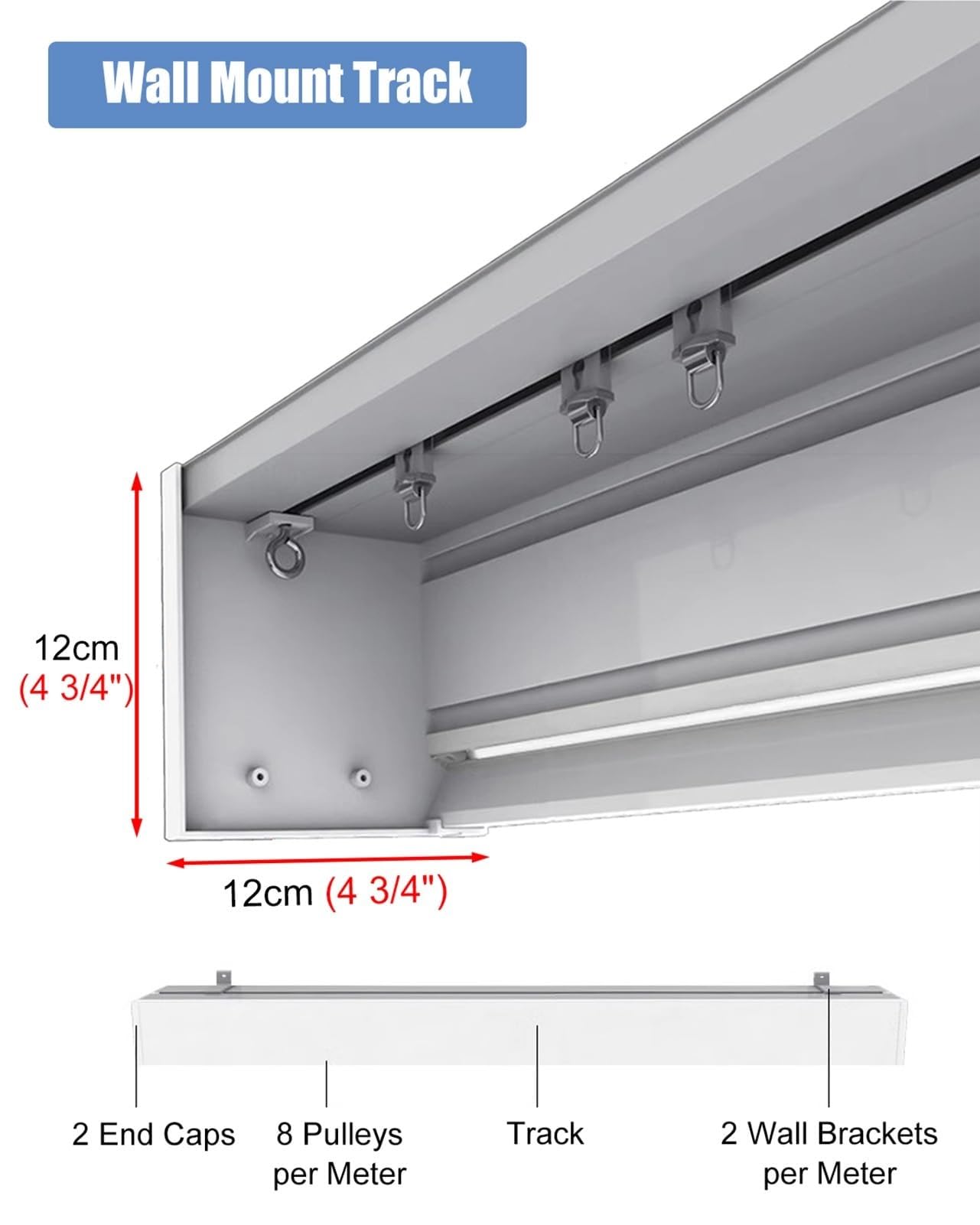 Generico Sistema di binari per Tende, cassonetto per mantovana per Tende a soffitto o a Parete con Binario - 140 cm (4,6 Piedi) Sistema di binari Decorativi per mantovana per Tende a Scomparsa - Eleg